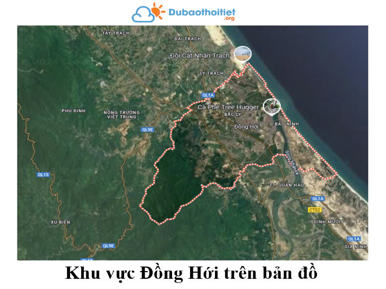 Khu vực Đồng Hới trên bản đồ
