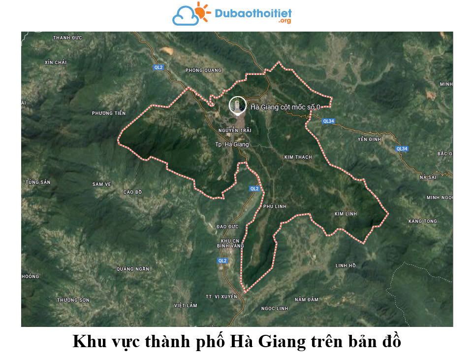 Khu vực thành phố Hà Giang trên bản đồ
