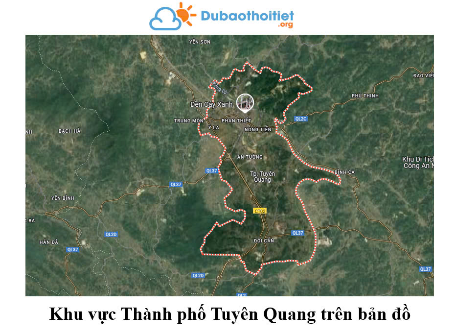 Khu vực thành phố Tuyên Quang trên bản đồ