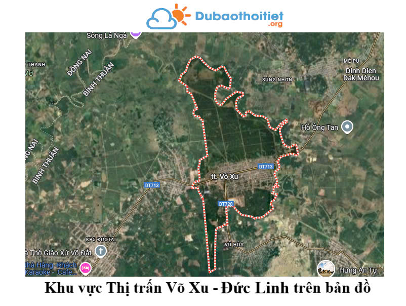 Khu vực Thị trấn Võ Xu - Đức Linh trên bản đồ