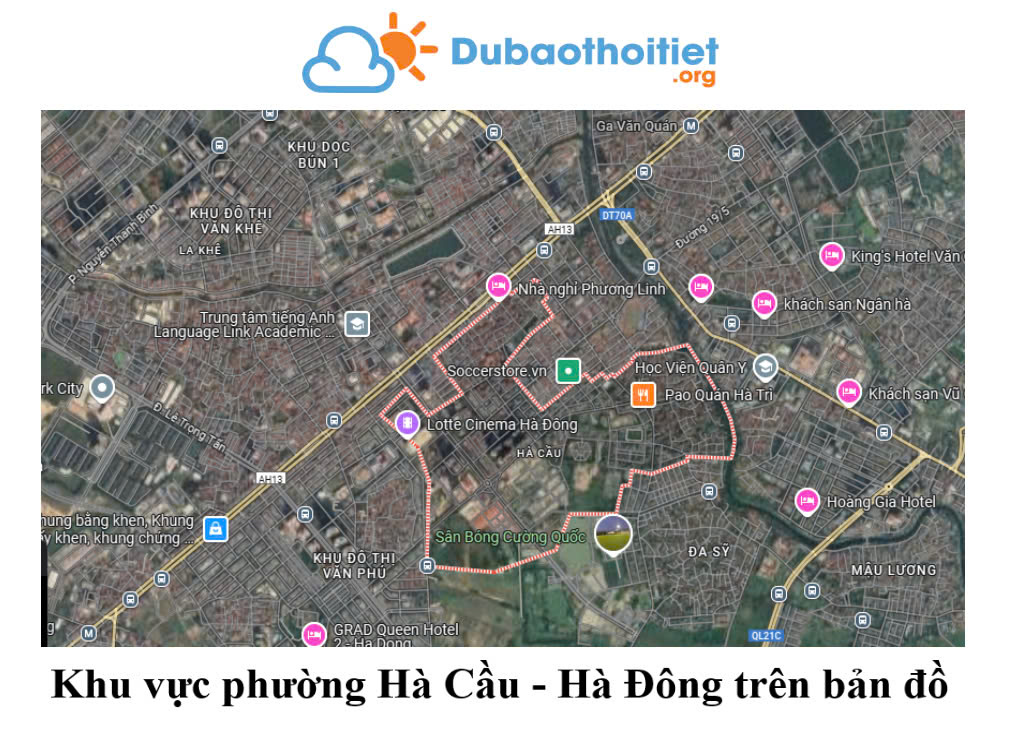 Khu vực phường Hà Cầu - Hà Đông trên bản đồ