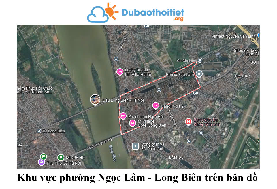Khu vực phường Ngọc Lâm - Long Biên trên bản đồ