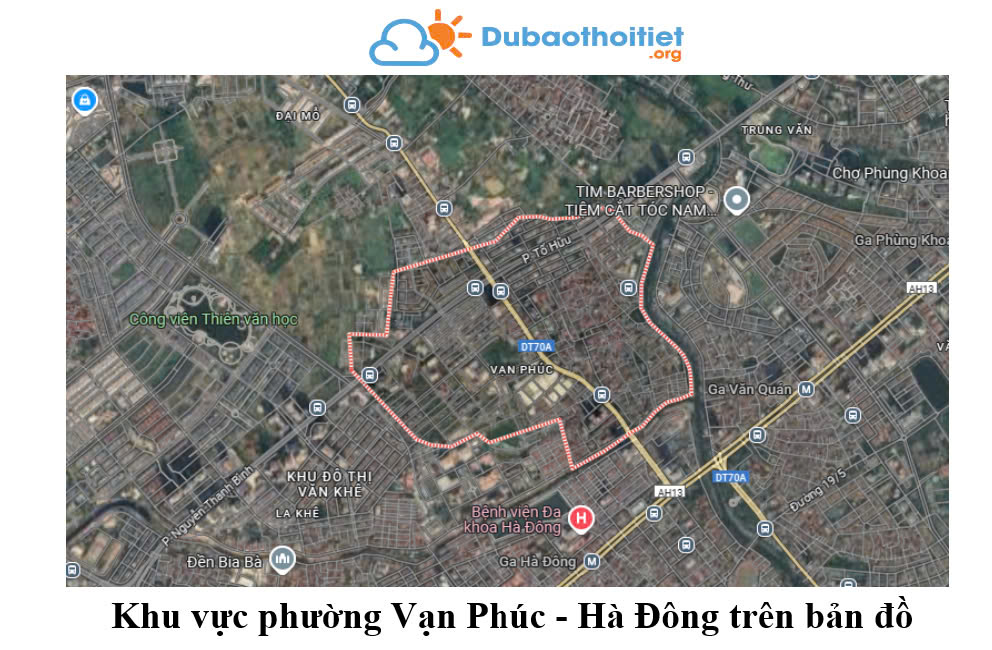 Khu vực phường Vạn Phúc - Hà Đông trên bản đồ